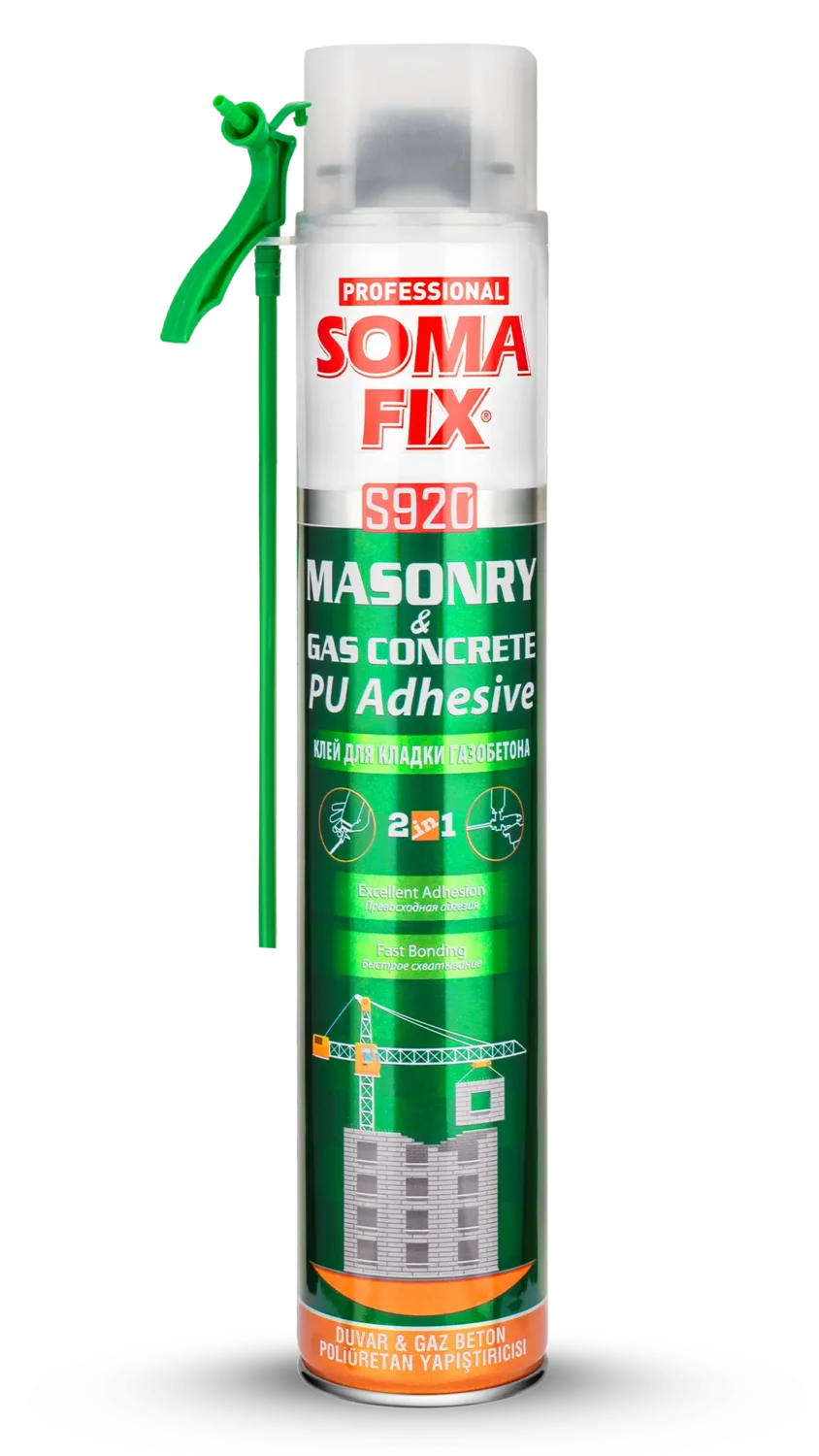 S920 Somafix Tabancalı Duvar & Gaz Beton Poliüretan Yapıştırıcısı 2in1